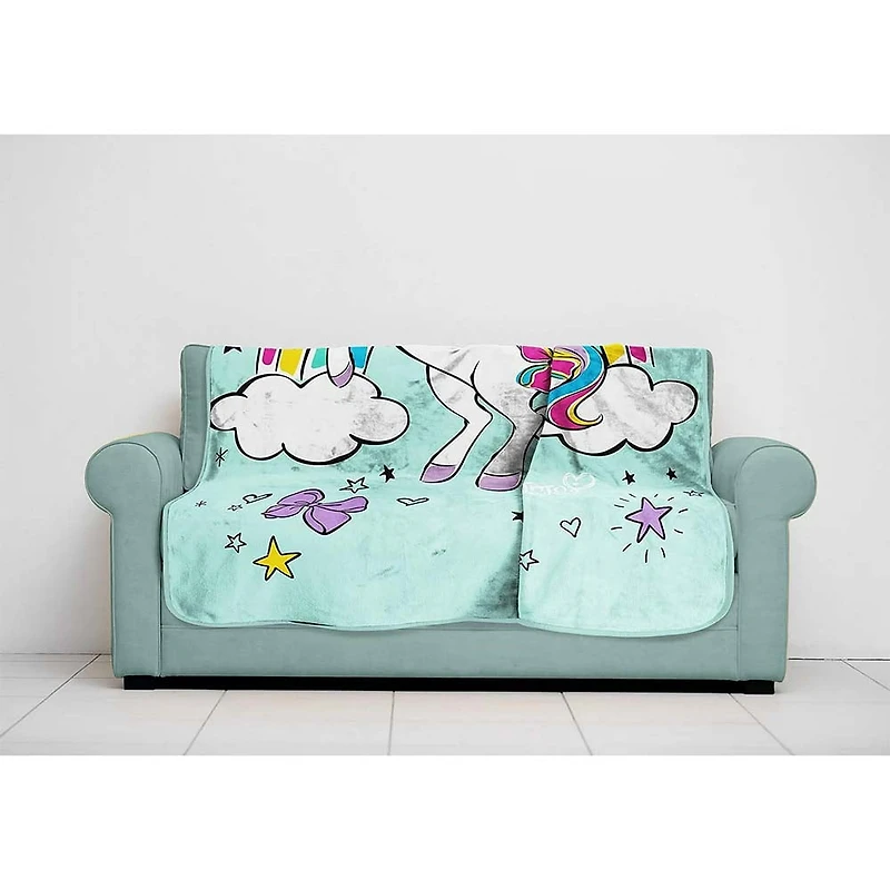 Jojo Siwa Atteindre les Étoiles Couverture en Peluche, 100% Polyester, Bleu