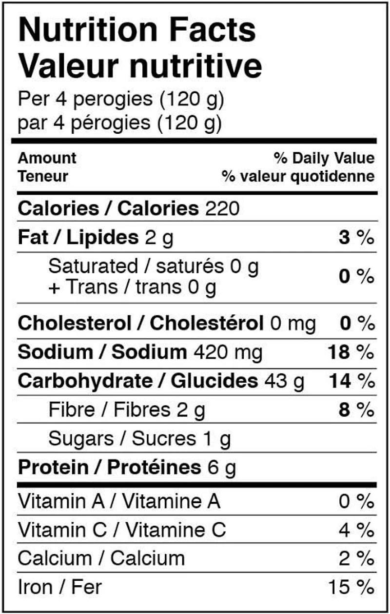 Cheemo Perogies pommes de terre et fromage cheddar 907 g