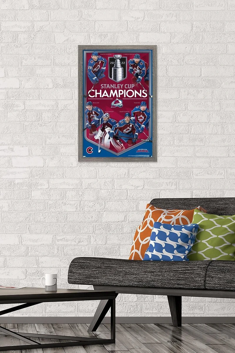 NHL Colorado Avalanche - Stanley Cup Champions Wall Poster, 14.725" x 22.375" Framed