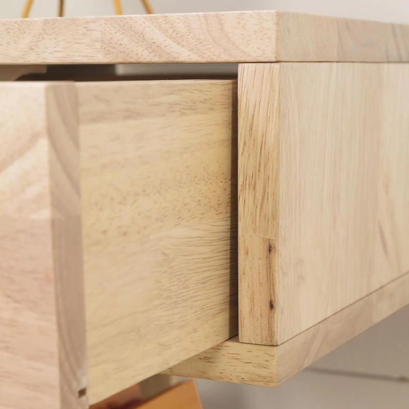 South Shore Sweedi Table de chevet 1 tiroir en bois massif-Bois naturel