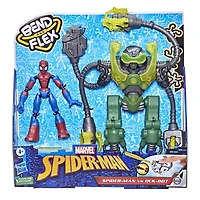 Marvel Spider-Man Bend And Flex Spider-Man Vs. Ock-Bot, 6-inch Spider-Man Action Figure, 10-Inch Ock-Bot With 2 Projectiles, Ages 4 And Up