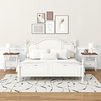 Noble House Modern Nightstand with Drawers, Wooden Bedside Table with Non-Slip Feet,White