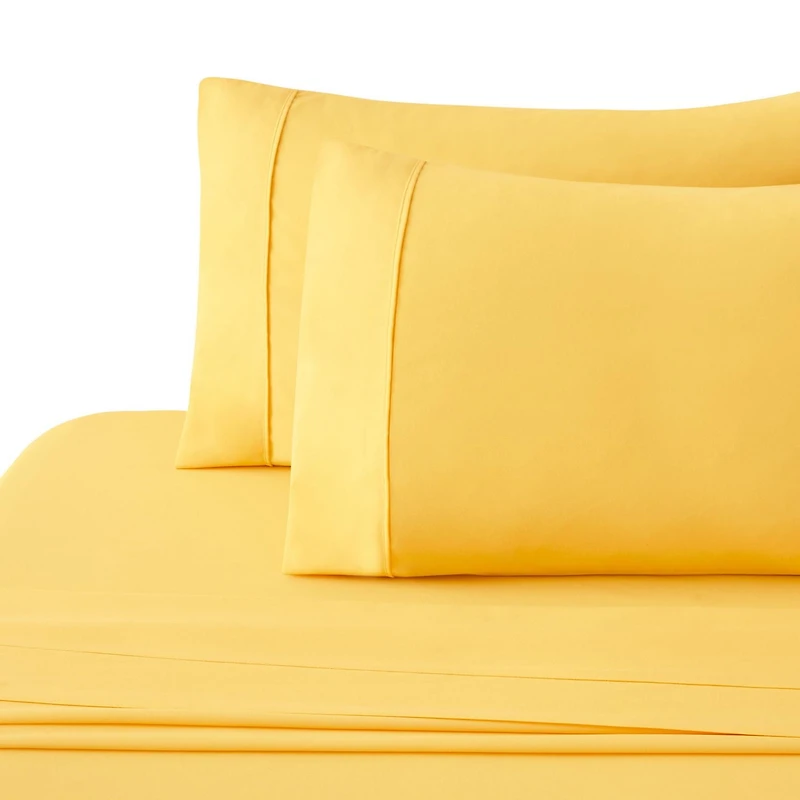 Literie Marina Decoration, 600 fils/cm², ultra douce, à poches profondes, en coton percale à fibres longues, toutes saisons, couleur jaune