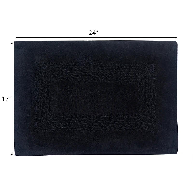 Tapis de Bain Mainstays Racetrack 100% Coton Noir Bath Rug, 17" x 24" Tapis de bain antidéparant