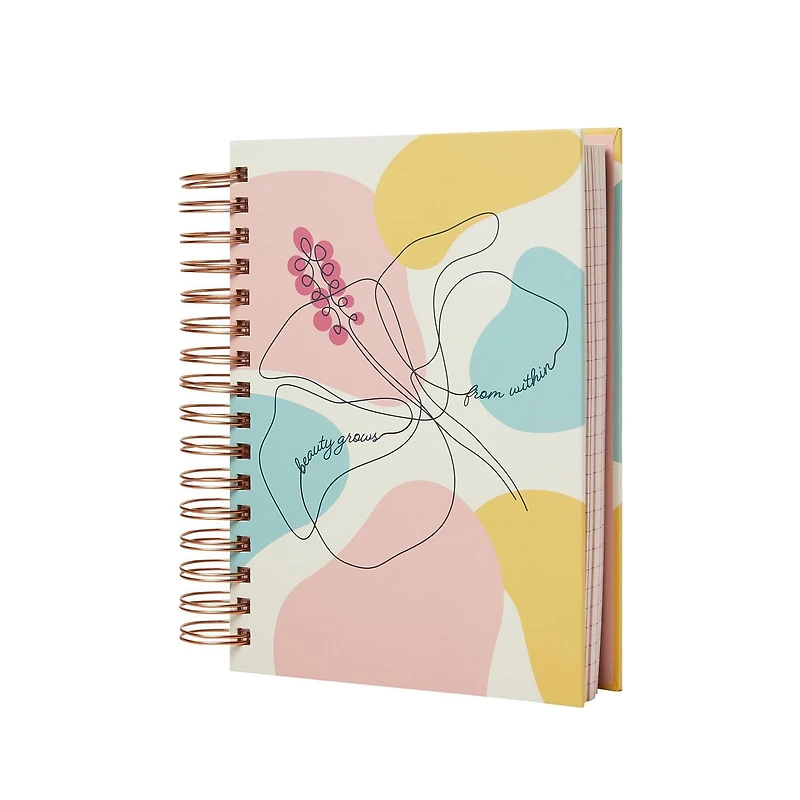 C.R. Gibson "Beauty Grows From Within" Twin Wire Chunky Journal, by Markings, 1" Rose Gold Spiral Binding, Notebook, Journal, Organizer