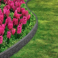 EzBorder 3.5in H x 48in L x 2in D Scroll Design Recycled Rubber Garden Border & Edging in Grey, 2-pack