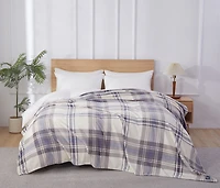 CHAPS PRINTED PLAID PLUSH BLANKET, 90 X 90