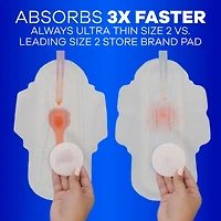 Always Serviettes Hygiéniques Ultra Minces avec Ailes pour Femmes, Taille 2, Longues, Super Absorption, Non Parfumées
