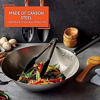 Wok Imusa en acier de carbone sans revêtement antiadhérent de 14 po