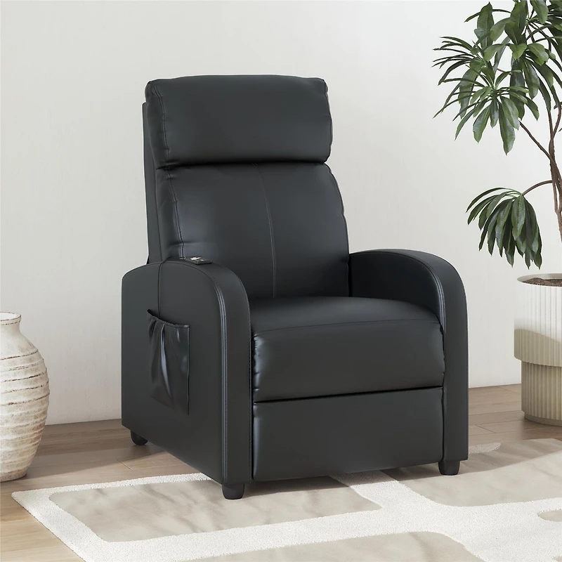 DHP Harrison Pushback Recliner with Massage Backrest, Black Faux Leather