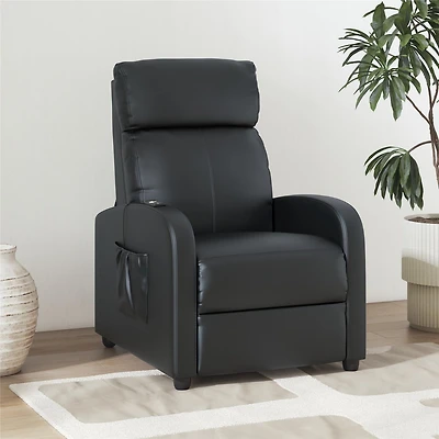 DHP Harrison Pushback Recliner with Massage Backrest, Black Faux Leather