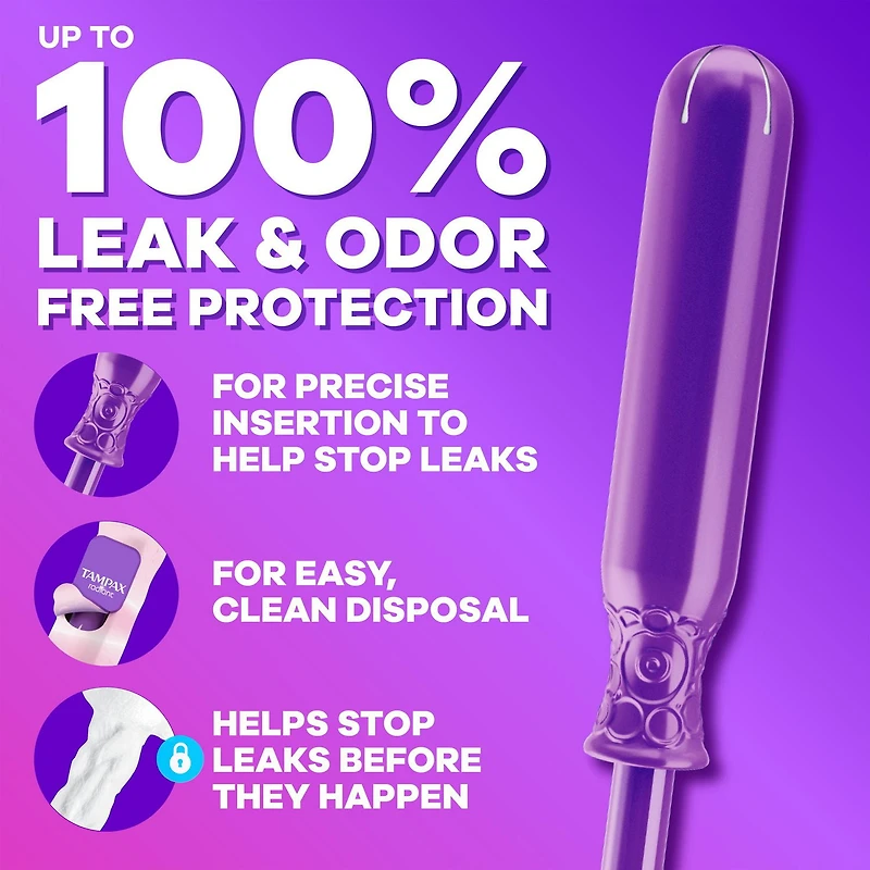 Tampax Radiant Tampons, with LeakGuard Braid, Regular Absorbency, Unscented, 14CT