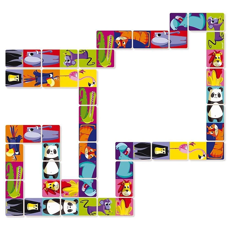 Janod Dominos Animaux de la Jungle  – Jeu Éducatif en Carton pour Enfants – À partir de 3 Ans – Développement de la Motricité Fine et Apprentissage des Nombres - 327712