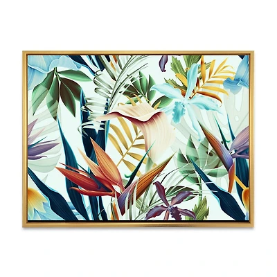 Designart Fleurs tropicales VIntage I ART MURAL À CADRE FLOTTÉ