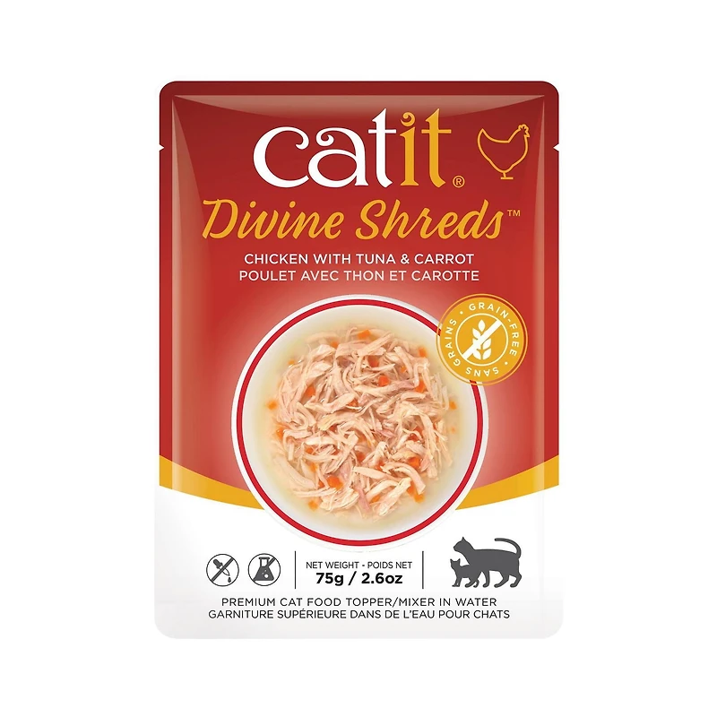Garniture Divine Shreds pour chats, Poulet avec thon et carotte, 75 g