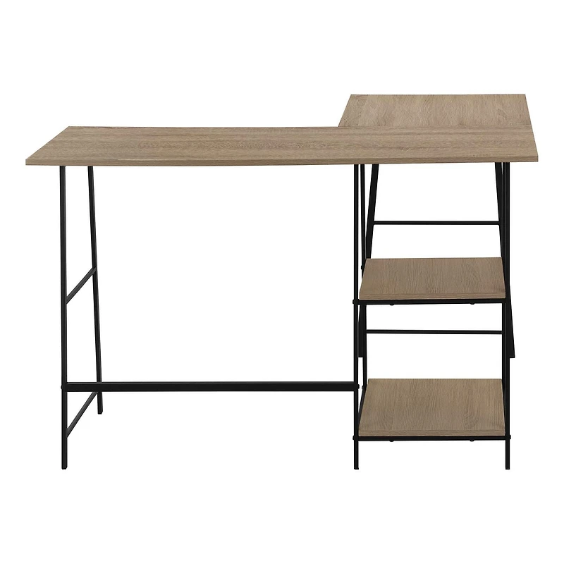 Monarch Specialties Computer Desk, Home Office, Corner, Storage Shelves, 48"l, L Shape, Work, Laptop, Metal, Laminate, Brown, Black, Contemporary, Modern