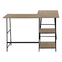 Monarch Specialties Computer Desk, Home Office, Corner, Storage Shelves, 48"l, L Shape, Work, Laptop, Metal, Laminate, Brown, Black, Contemporary, Modern