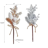 Pinecone Et Baies De Noël Pick Avec Ruban - Ensemble De 6