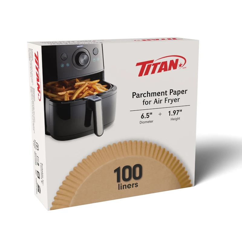 TITAN Parchment Paper Air Fryer Liners, Round Form, 16.5 cm, 100 Count