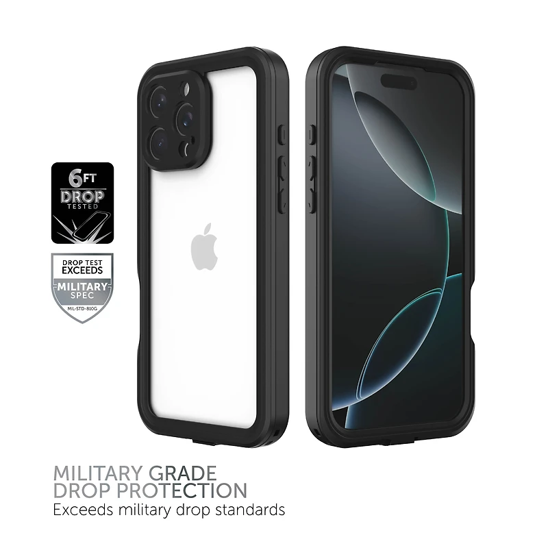 Coque étanche Body Glove Tidal pour iPhone 16 Pro Max - Noir/Transparent