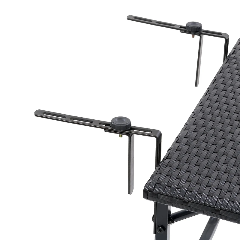 CorLiving Parksville Resin Wicker and Steel Outdoor Foldable Balcony Table, Black