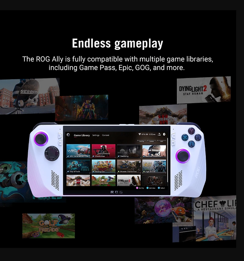 ASUS ROG Ally 7” Handheld Touch Gaming Console, 16GB LPDDR5 RAM, 512GB SSD, ROG Ally