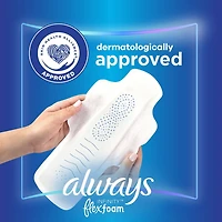 Always Infinity Feminine Pads for Women, Flexfoam Pads with Wings, Size 5, Extra Heavy Overnight Absorbency, Unscented, 11CT