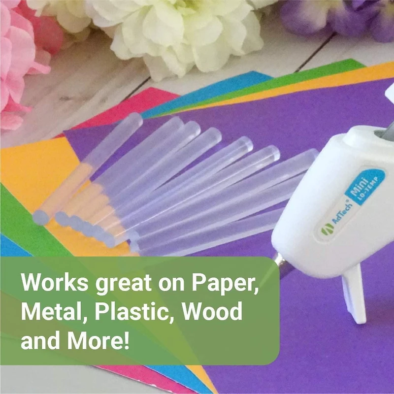 AdTech Crystal Clear Glue Sticks (W220-3824) – Mini Size, Crystal Clear, Hot Glue Gun Sticks. All-purpose glue sticks for crafting, scrapbooking & more. Pack of 24, 8” long .28 Diameter hot glue stick, 8 inch multi-temp mini sized hot glue sticks
