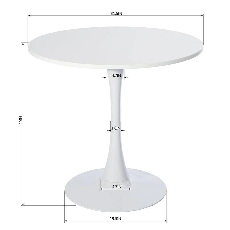 Bureau rond Homy Casa de 80 cm avec piètement en métal pour bureau ou maison