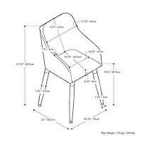 CorLiving Ayla Lot de 2 chaises d'appoint d'intérieur rembourrées en velours avec pieds en bois évasés