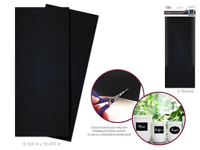 Craft Decor: Autocollant en tableau noir  5 1/8"x 12 3/8" x 2 Feuilles