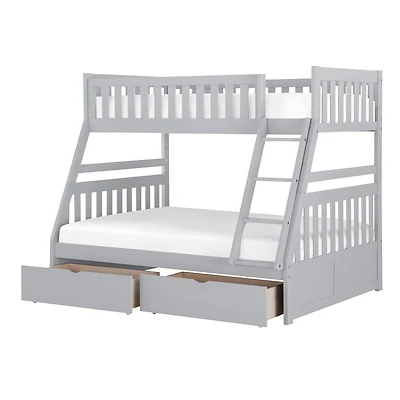 Topline Home Furnishings Lit superposé simple sur lit double gris avec rangement pour jouets