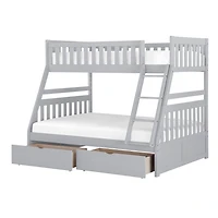 Topline Home Furnishings Lit superposé simple sur lit double gris avec rangement pour jouets