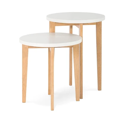 Tables gigognes Geo de Forever Eclectic, blanc/naturel