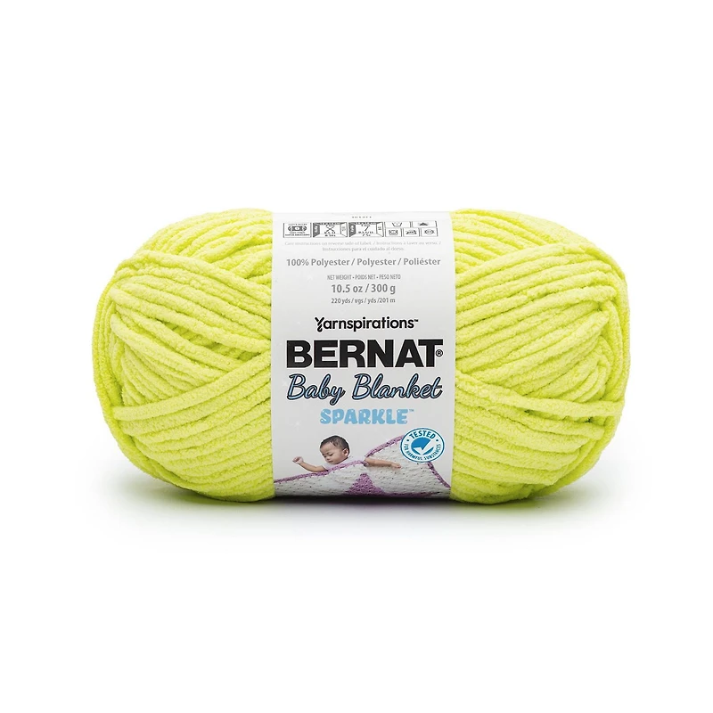 Bernat® Baby Blanket Sparkle™ Yarn, Polyester #6 Super Bulky, 10.5oz/300g, 220 Yards