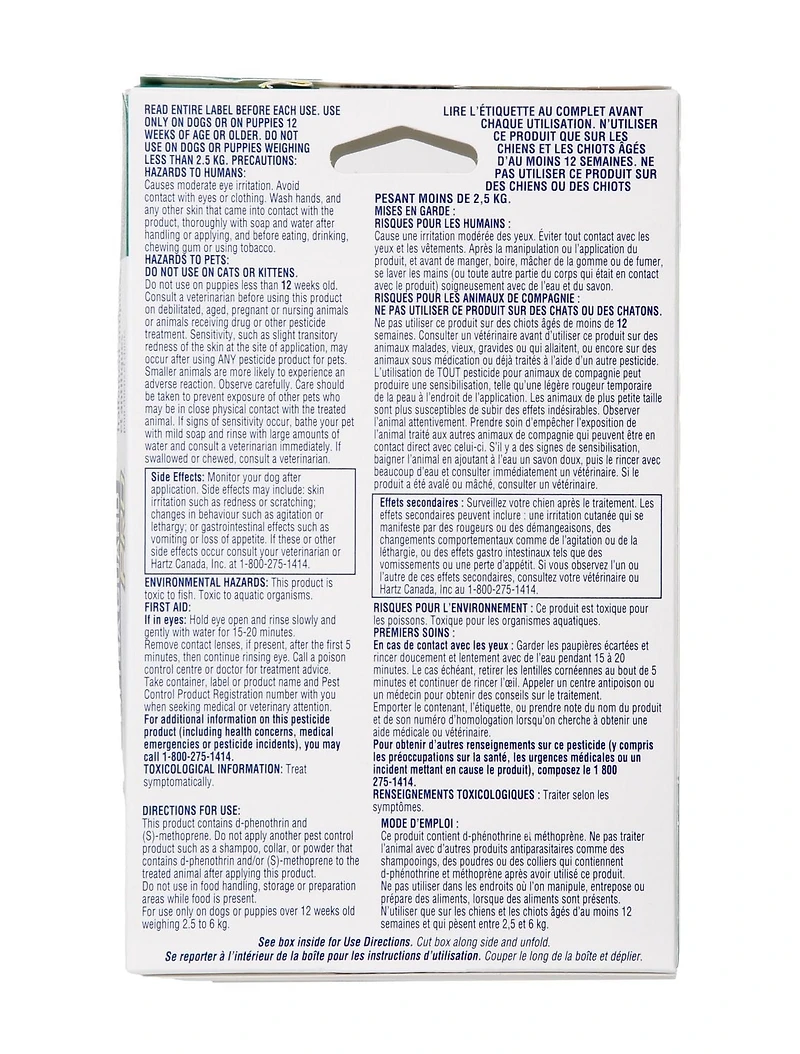 Hartz Ultraguard plus Traitement Antipuces & Anti-Tiques pour Chiens et Chiots 2.5 à 6 kg