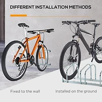 HOMCOM 5-Bike Bicycle Floor Parking Rack Cycling Storage Stand Silver