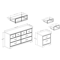 South Shore Versa 6-Drawer Dresser and Nightstand Set for Adult, in Weathered Oak