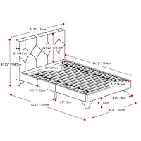 Cadre de lit plateforme rembourré CorLiving Nova Ridge pour adulte avec tête de lit (sans sommier)