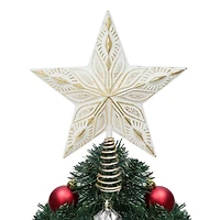 Holiday Time White Wash Gold Star Christmas Tree Topper