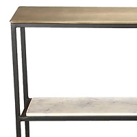 Industrial Chic Metal & Marble Console Table - Antique Gold & Black