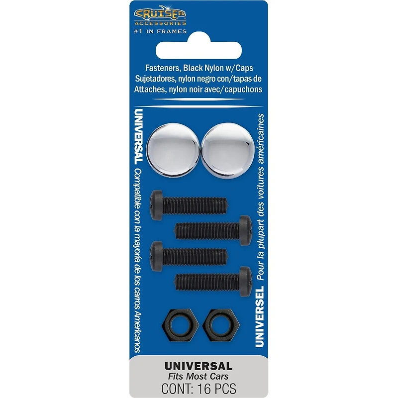Cruiser Accessories, fixations en nylon noir avec bouchons chromés