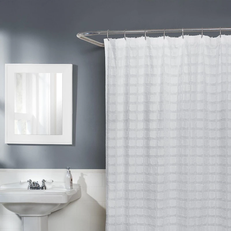 Cameron Fringe Cotton Fabric Shower Curtain