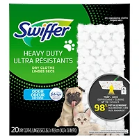 Recharges de linges secs multi-surfaces ultra résistants pour animaux domestiques pour balai Swiffer, pour balayer et nettoyer les planchers, fraîcheur Febreze, 20unités 20CT