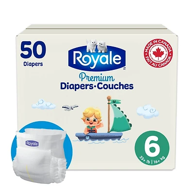 Royale Premium Diapers, Super Pack, Disposable Baby Diapers, Size Newborn - 7, 84-44 Count