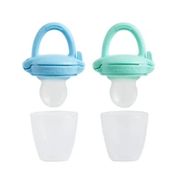 Distributeur de nourriture pour bébé en silicone, paquet de 2 (bleu/menthe)