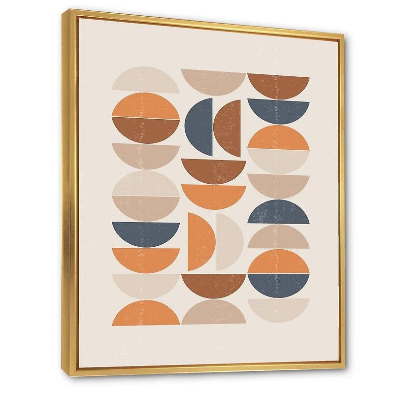 Designart Abstract Sun and Moon S In Blue and Orange FLOAT FRAME WALL ART