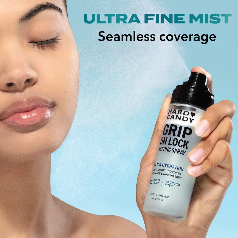 Hard Candy Grip On Lock Setting Spray, Alcohol-Free, 16 Hour Hold, Dewy Finish, Hydrating, 3.4 fluid ounces