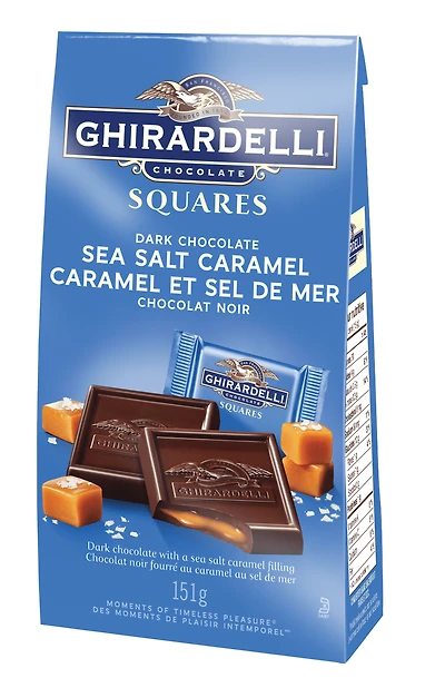 GHIRARDELLI Sea Salt and Caramel Dark Chocolate Squares, 151-Gram Bag, Sea Salt Bag 151g