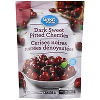 Cerises noires sucrées dénoyautées congelées de Great Value 600g